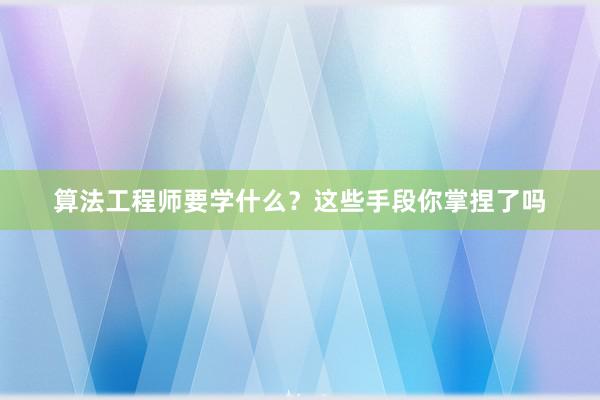 算法工程师要学什么？这些手段你掌捏了吗